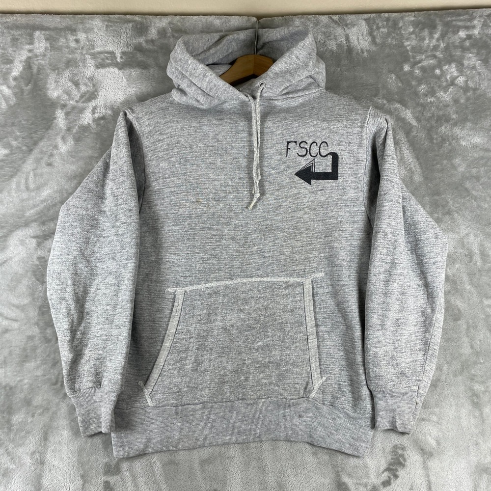 True Vintage 70s Hoodie Sweatshirt Womens Small Made in USA Cotton Blend Gray